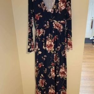 Jessakae Sweet Lovely by Jen, Amelia Floral Maxi: Navy W/Floral Print